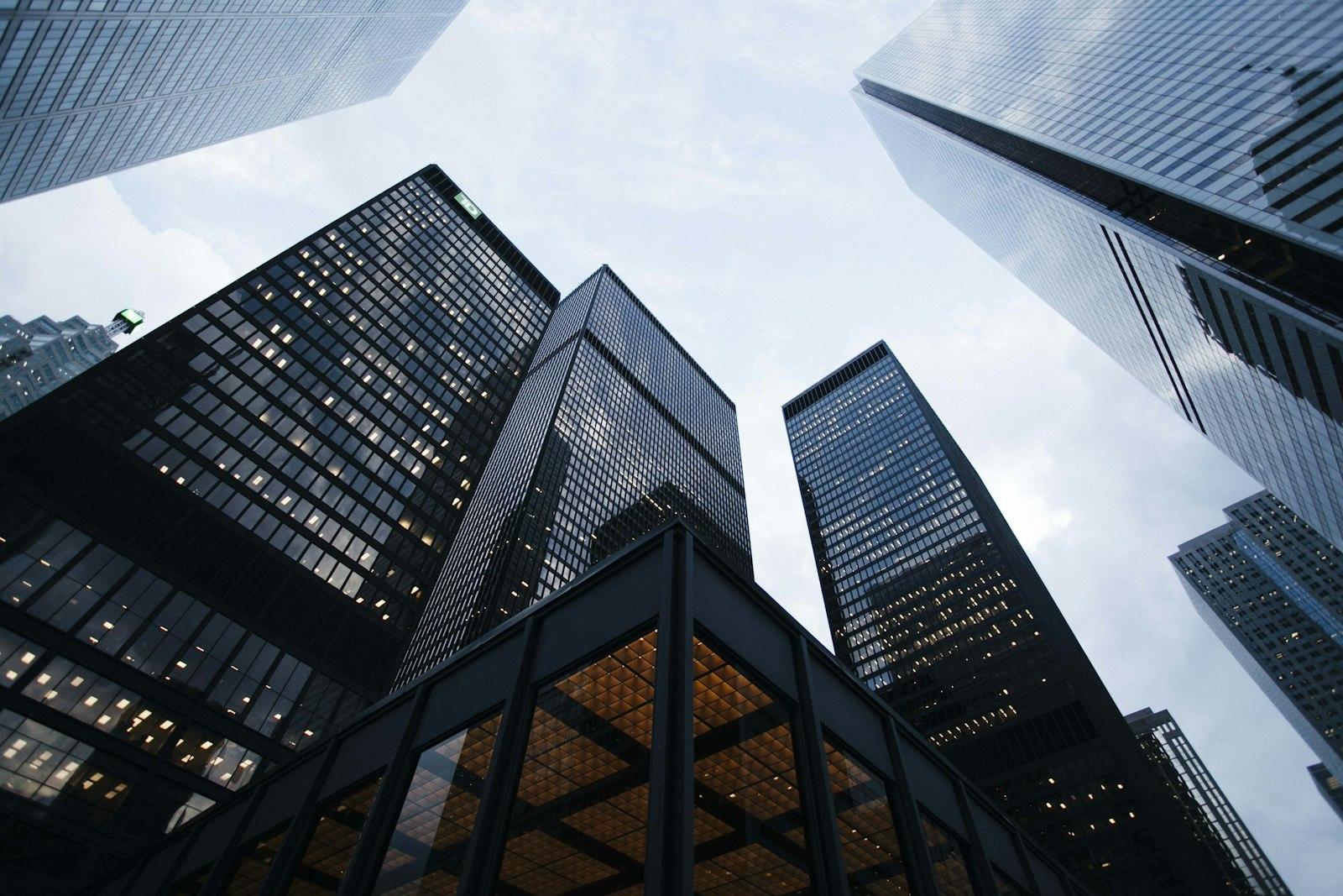 Modern glass office buildings