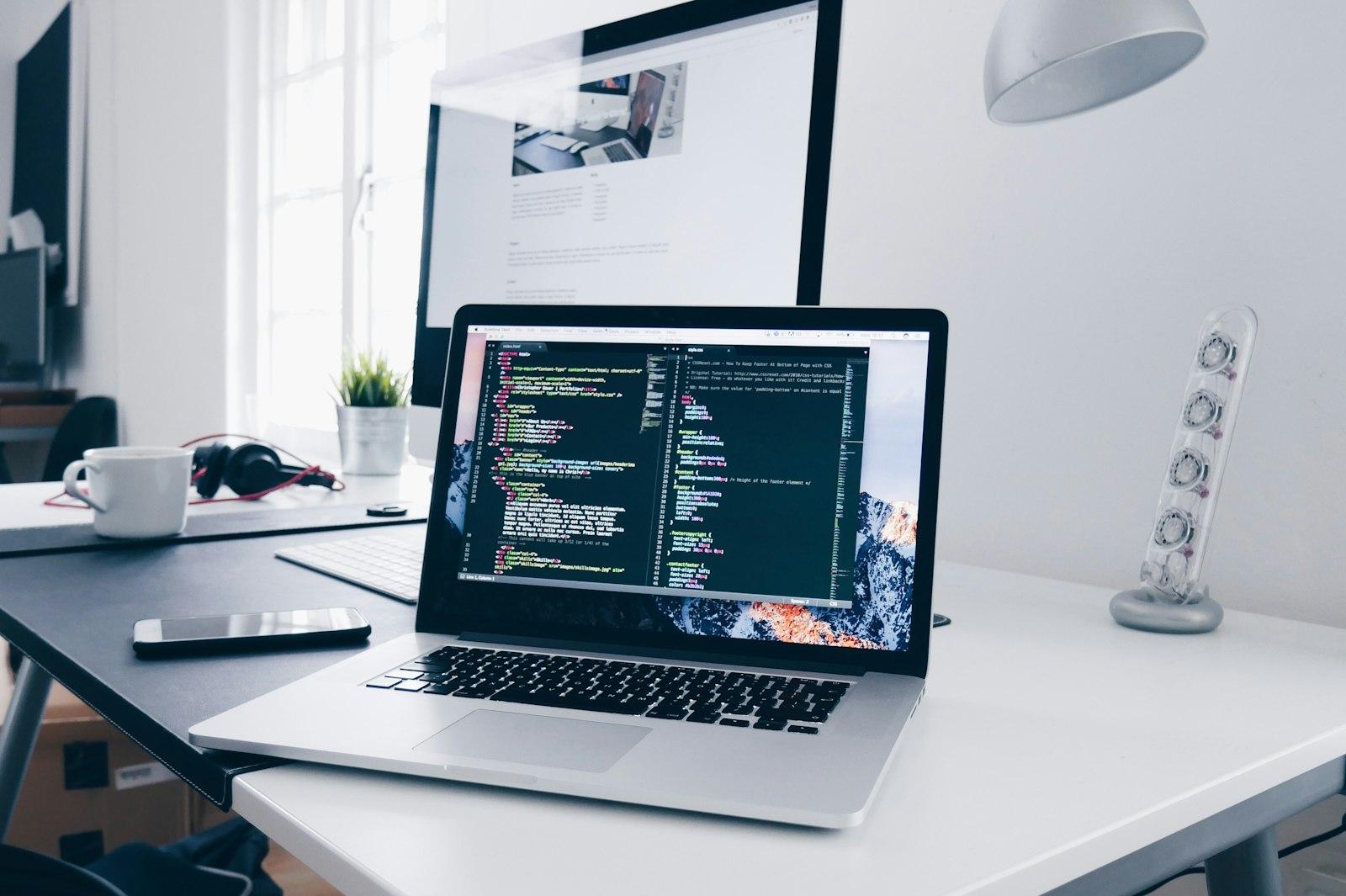 Software engineer working at a workstation